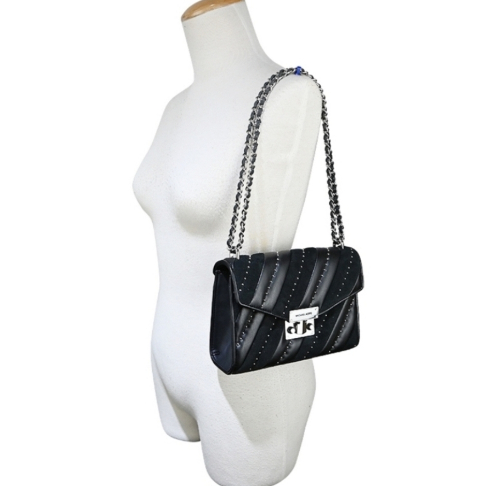 Michael Kors Rose Medium Black Shoulder Bag - Picture 9 of 10